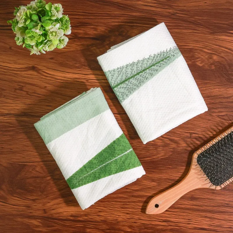 Palm Whisper Cotton Hand Towel (Green) - Set Of Two media 5
