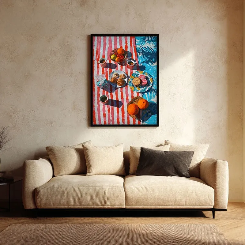 Harbor Brunch Canvas Wall Painting - Black Frame media 1