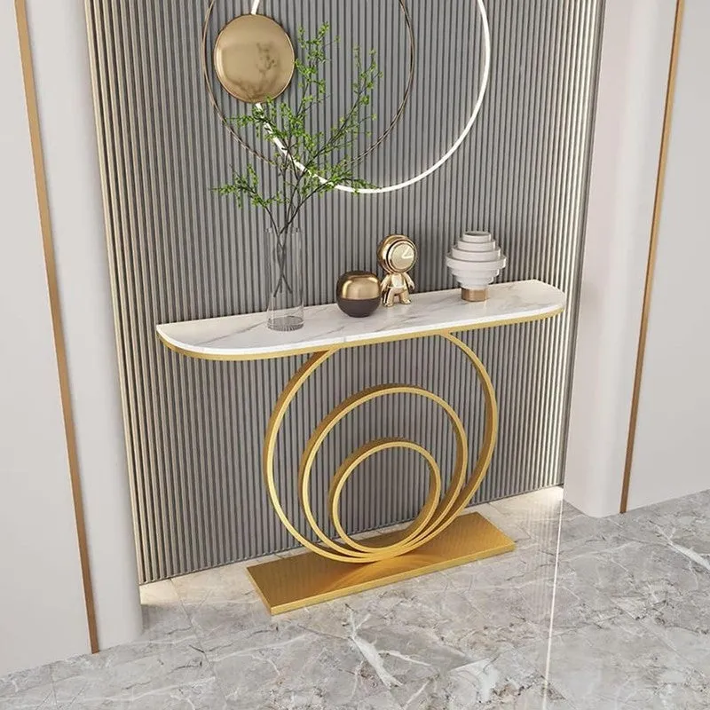 Elegant Metal Console Table with Marble Top - Medium media 4