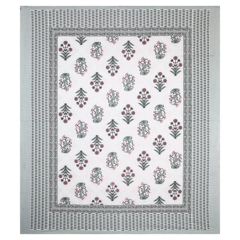 Brynn Floral Cotton Bedsheet (Light Green) - 160 TC media 3