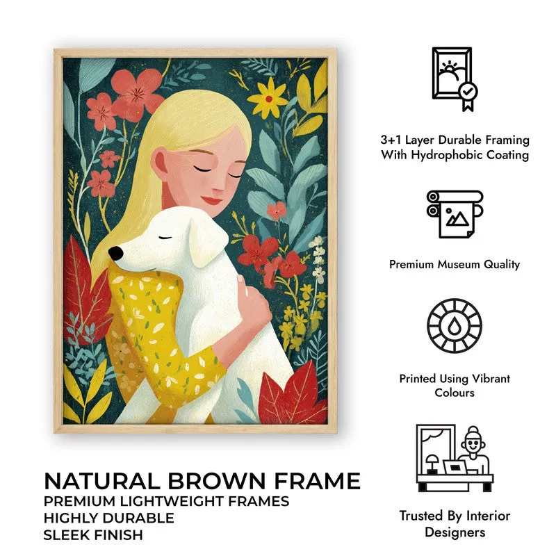 Petals & Paws Canvas Wall Painting - Brown Frame media 10