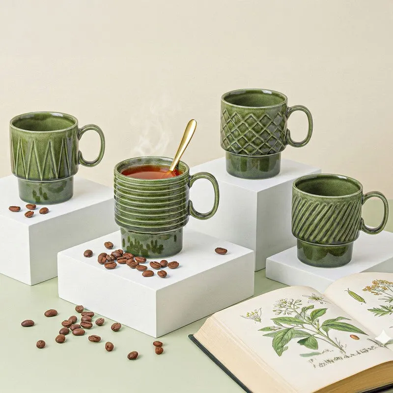 Monolith Moss Green Ceramic Mug (150 mL Each) - Set Of Four media 1