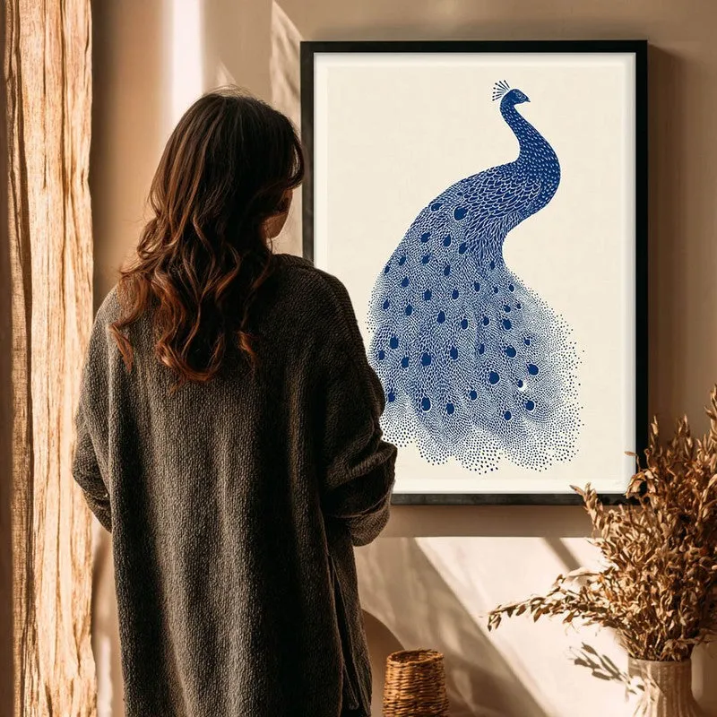 Minimal Peacock Motif Canvas Wall Painting With Black Frame media 6