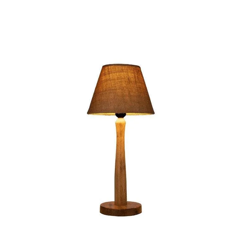 Classic Chic Fabric Table Lamp With Wooden Stand - Beige media 4