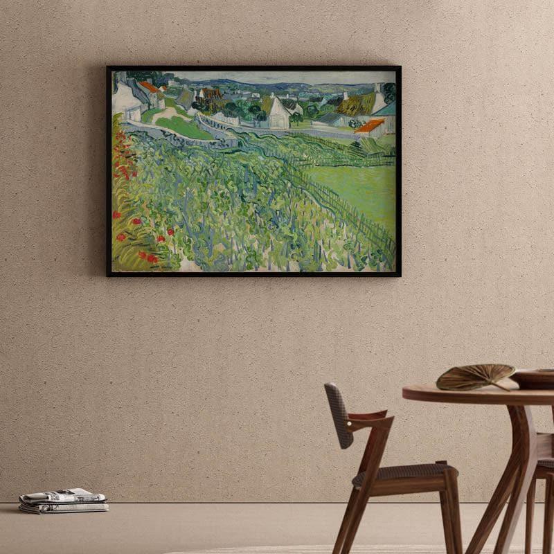 Vineyards At Auvers By Vincent Van Gogh - Black Frame