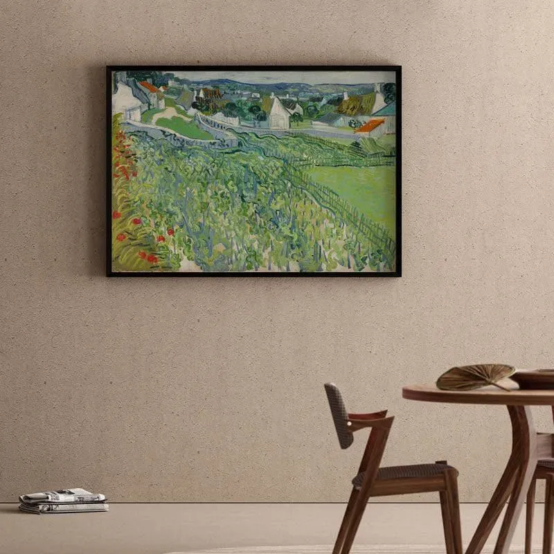 Vineyards At Auvers By Vincent Van Gogh - Black Frame media 1