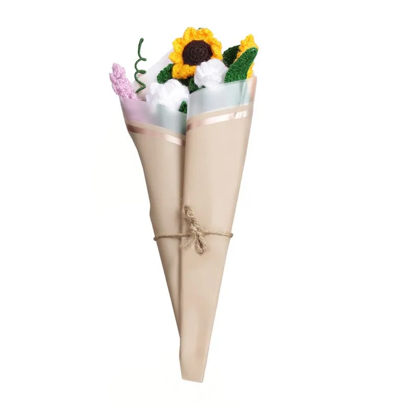 Crochet Handmade Rose Bouquet (Yellow,White) - Set Of Five media 4