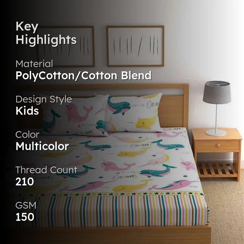 Narwhals Kids Microfiber Bedsheet - 150 GSM media 2