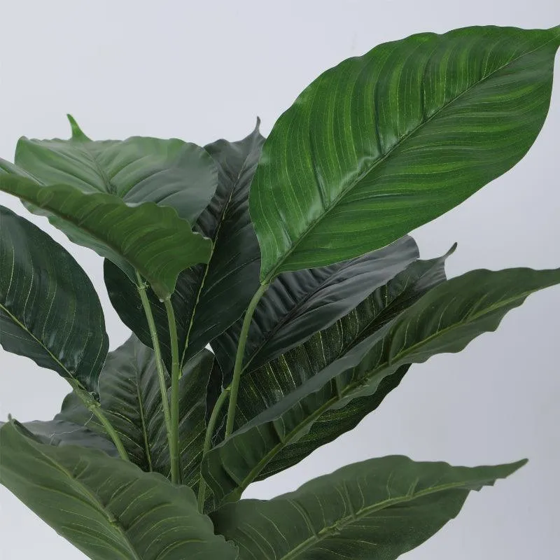 Faux Green Taro Plant With Black Plastic Pot - 2.13 ft media 5