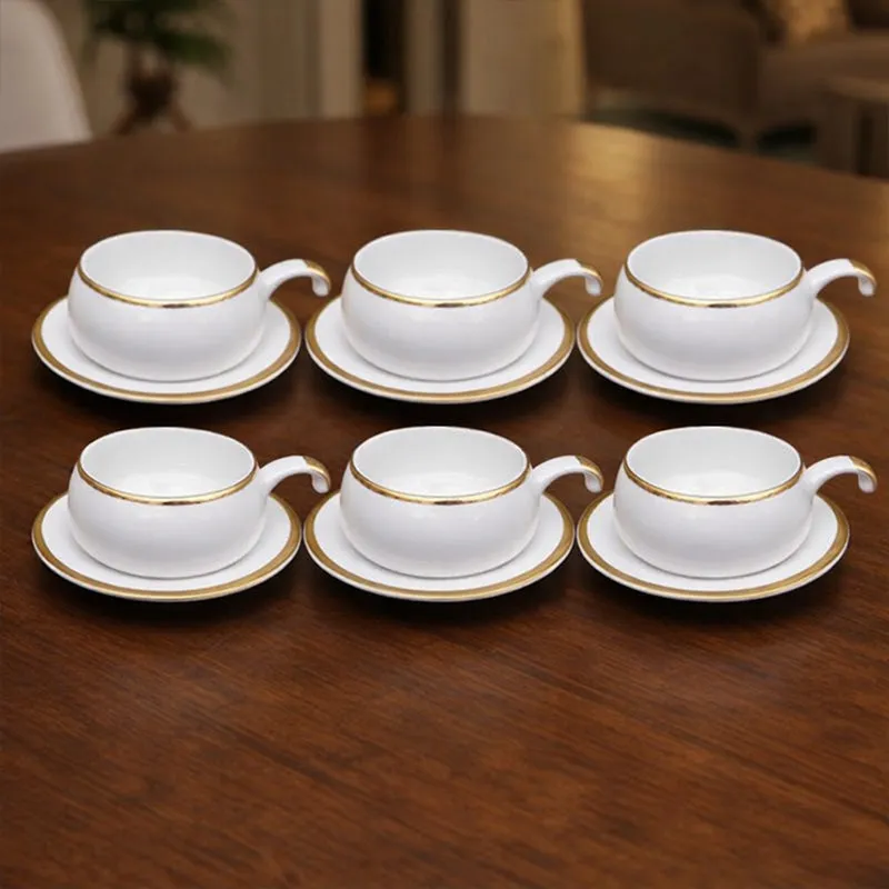 Levi Bone China Cup & Saucer (100 ML) - Twelve Piece Set media 1