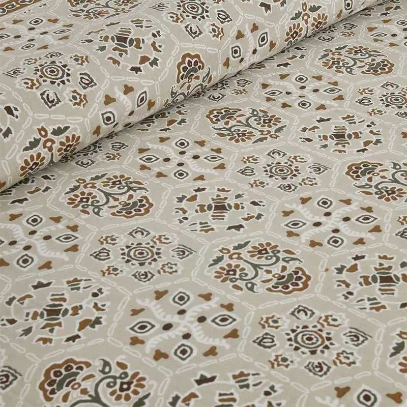 Avsara Floral Cotton Bedsheet (Brown,Beige) - 160 TC media 4