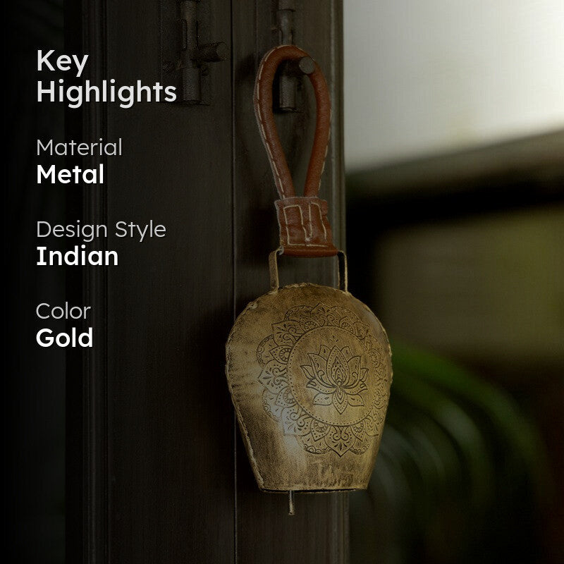 Bellique Decorative Hanging Bell (Gold) - Set Of Five media 2