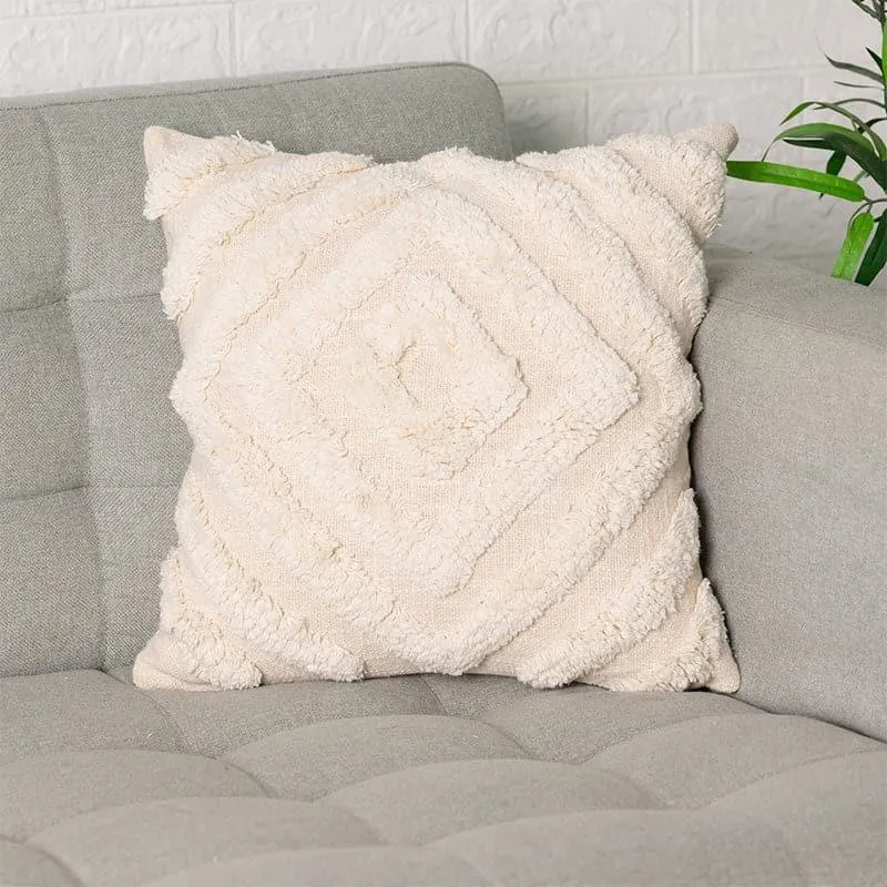 Concentric Diamonds Tufted Cotton Cushion Cover media 3