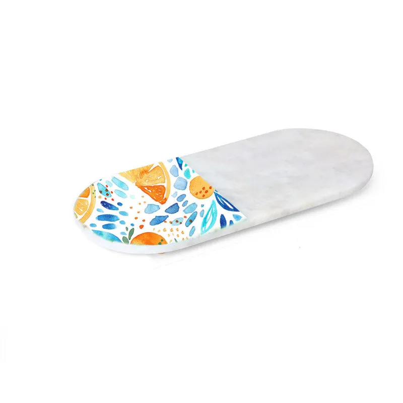 Ovelta Apricot Printed (Marble,Brass) Marble Platter - Set of Two media 3