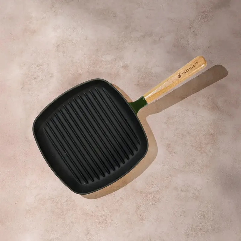 Cumin Co Enamel Cast Iron Grill Pan - Green media 6