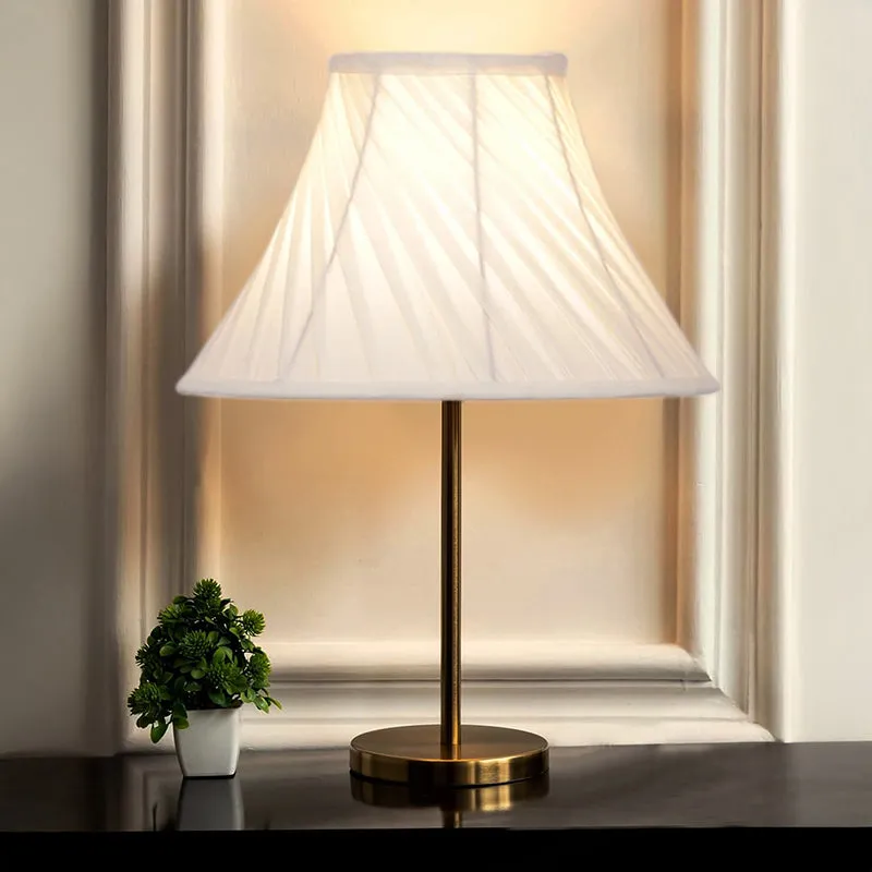Timeless Torch Cotton & Metal Table Lamp - Ivory,Gold media 1