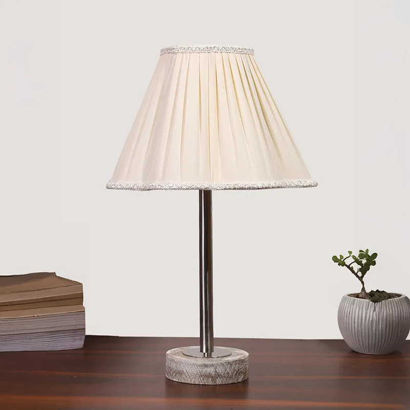 Pleatra Rodin Wooden Table Lamp - White,Silver media 3