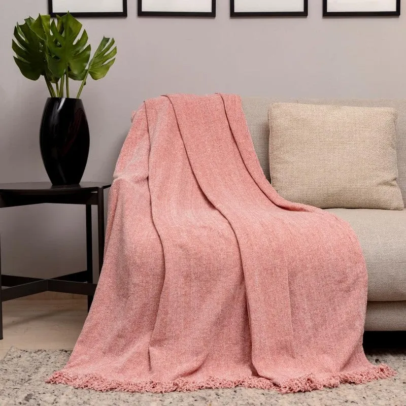 Urban Space Heather Solid Cotton Throw - Pink media 1
