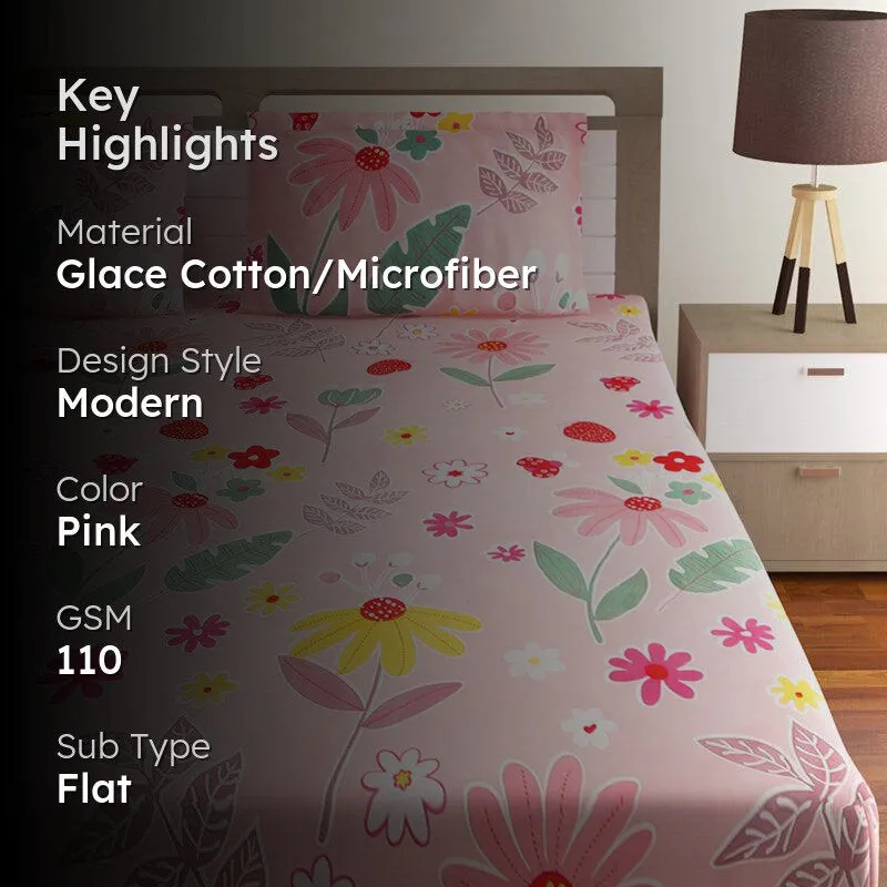 Jagvi Floral Microfiber Bedsheet - 110 GSM media 2