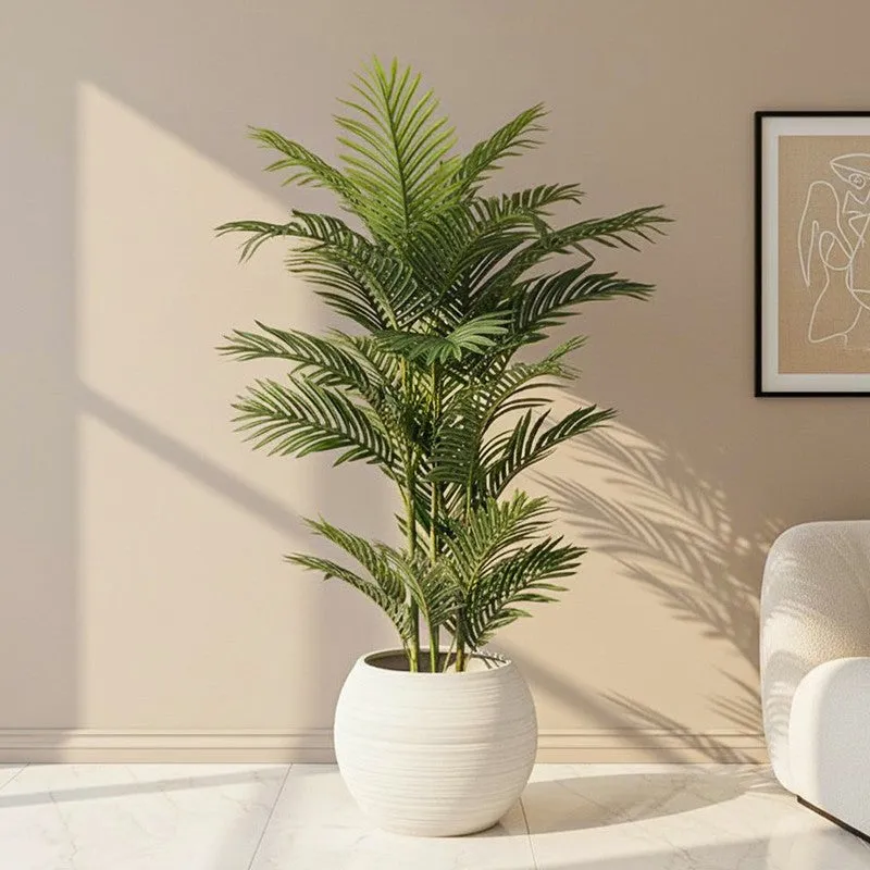 Faux Areca Dypsis Tree With Black Plastic Pot - 3.9 Feet media 1