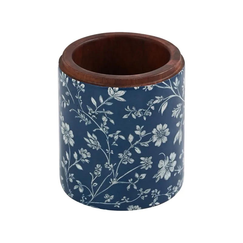 Indigo Vines Wood Cutlery Stand media 4
