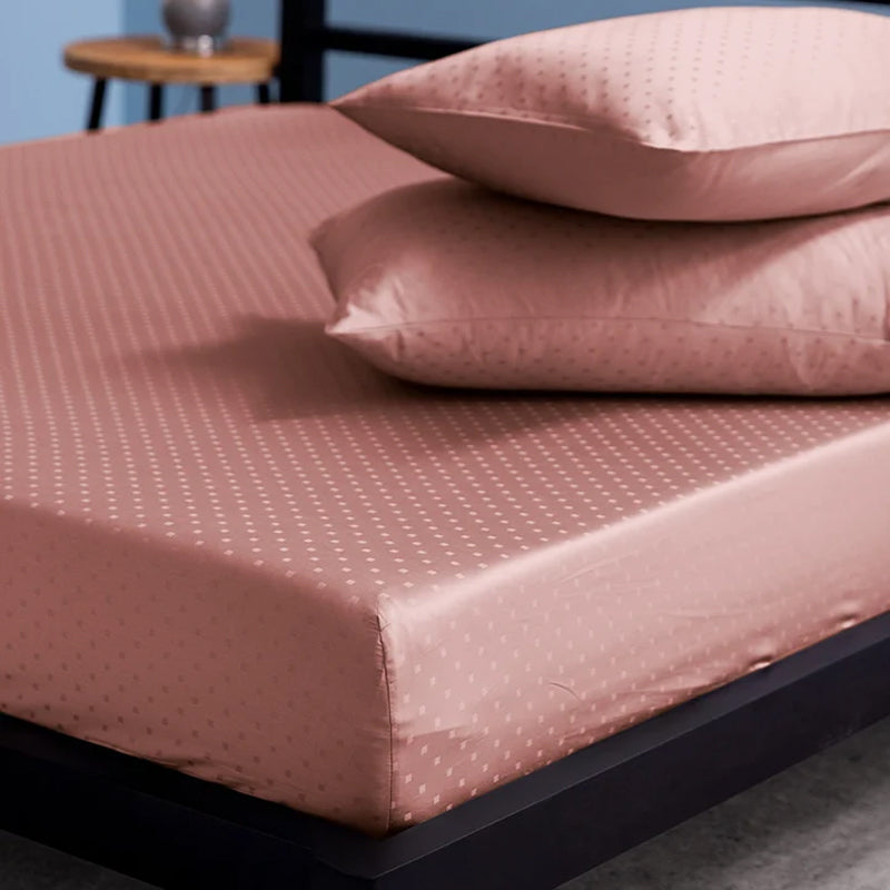 Swiss Dot Fitted Cotton Bedsheet (Earthy Rose) - 300 TC media 8