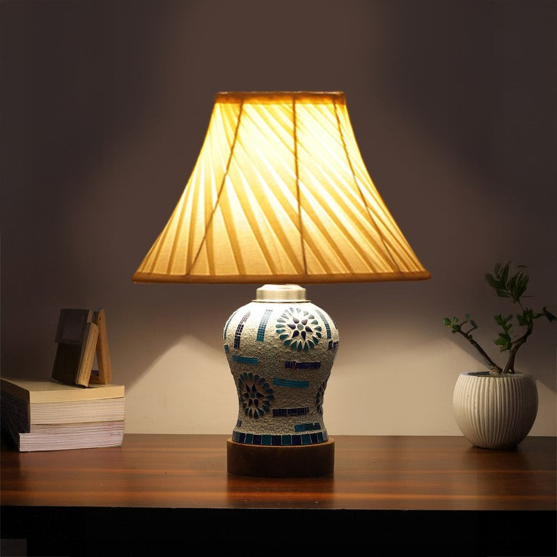 Sonara I Pleated Wooden Table Lamp - Multicolor