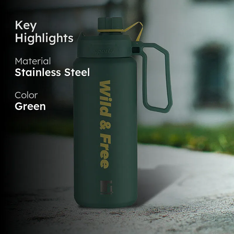 Bergner Thermolux Double Walled Hot & Cold Flask (Green) - 1000 mL media 2