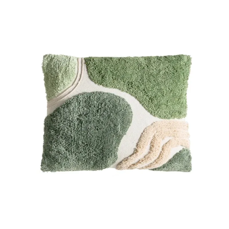 Soft Charm Tufted Cotton Cushion Cover (Green) - Set of Three - 6
