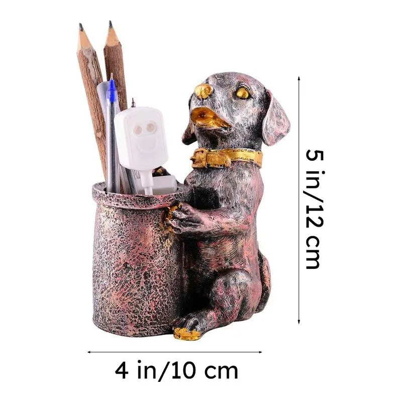 Pen Pal Puppy Painted Polyresin Pen Stand - Copper media 7