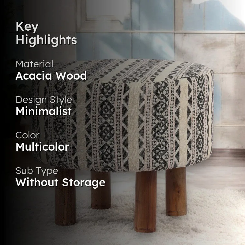 Mverix Acacia Wooden Ottomans - Multicolor media 2