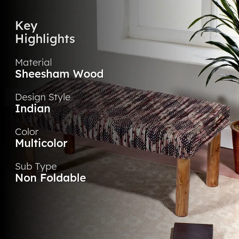 Elvex Sheesham Wooden Bench - Multicolor media 2