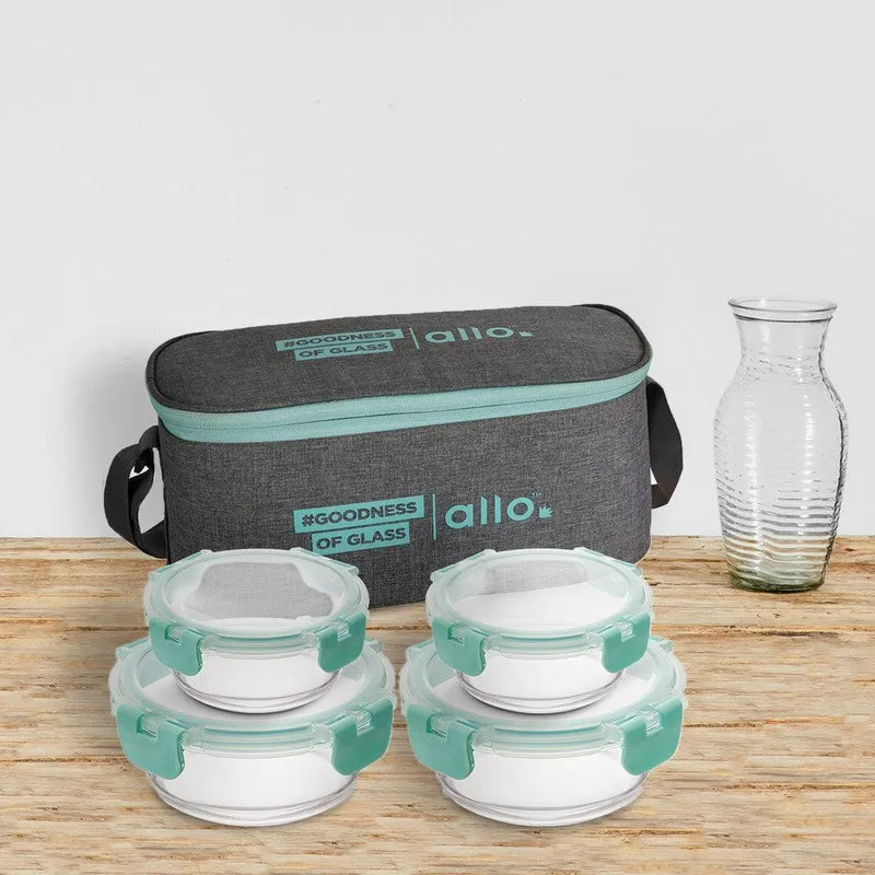 Grunty Leak Proof Glass Lunch Box with Bag- Set of Four media 3