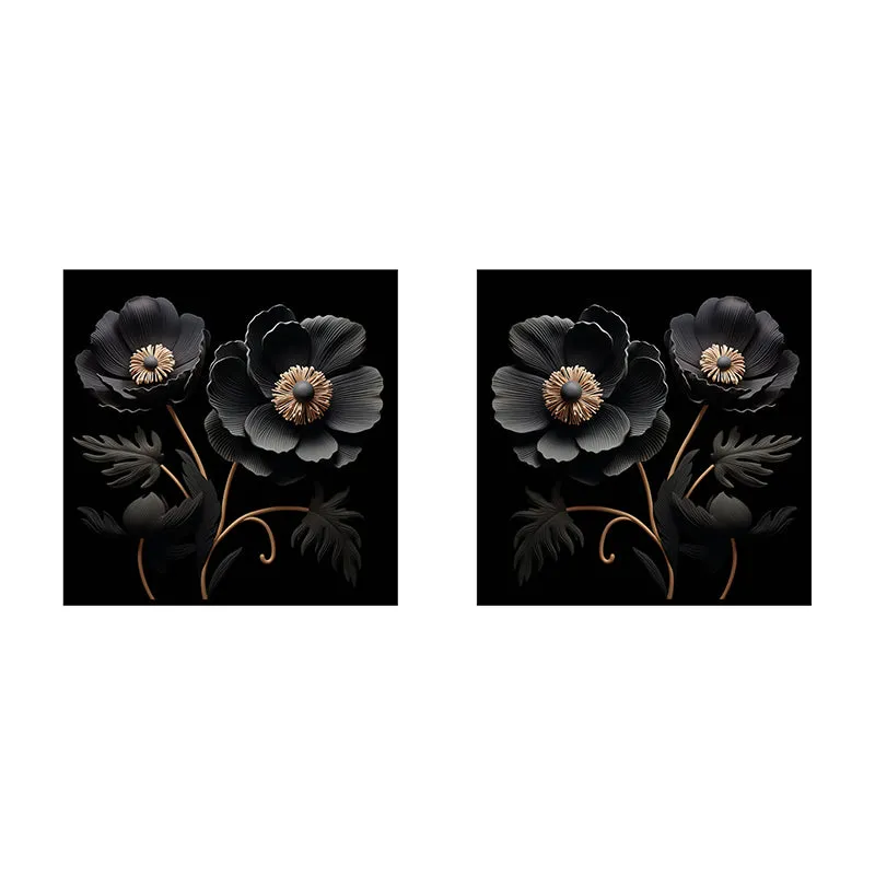 Ebony Poppy Canvas Wall Art - Set Of Two media 3