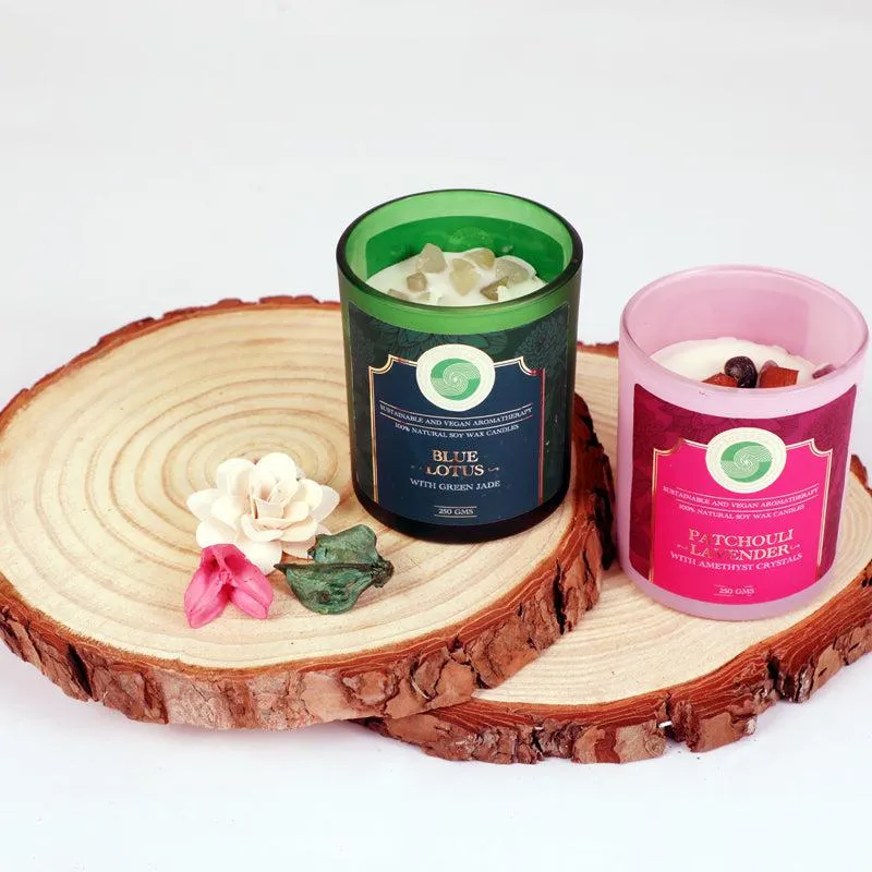ElysiumBlue Lotus and Patchouli Lavender Scented Candle - Set Of Two media 2