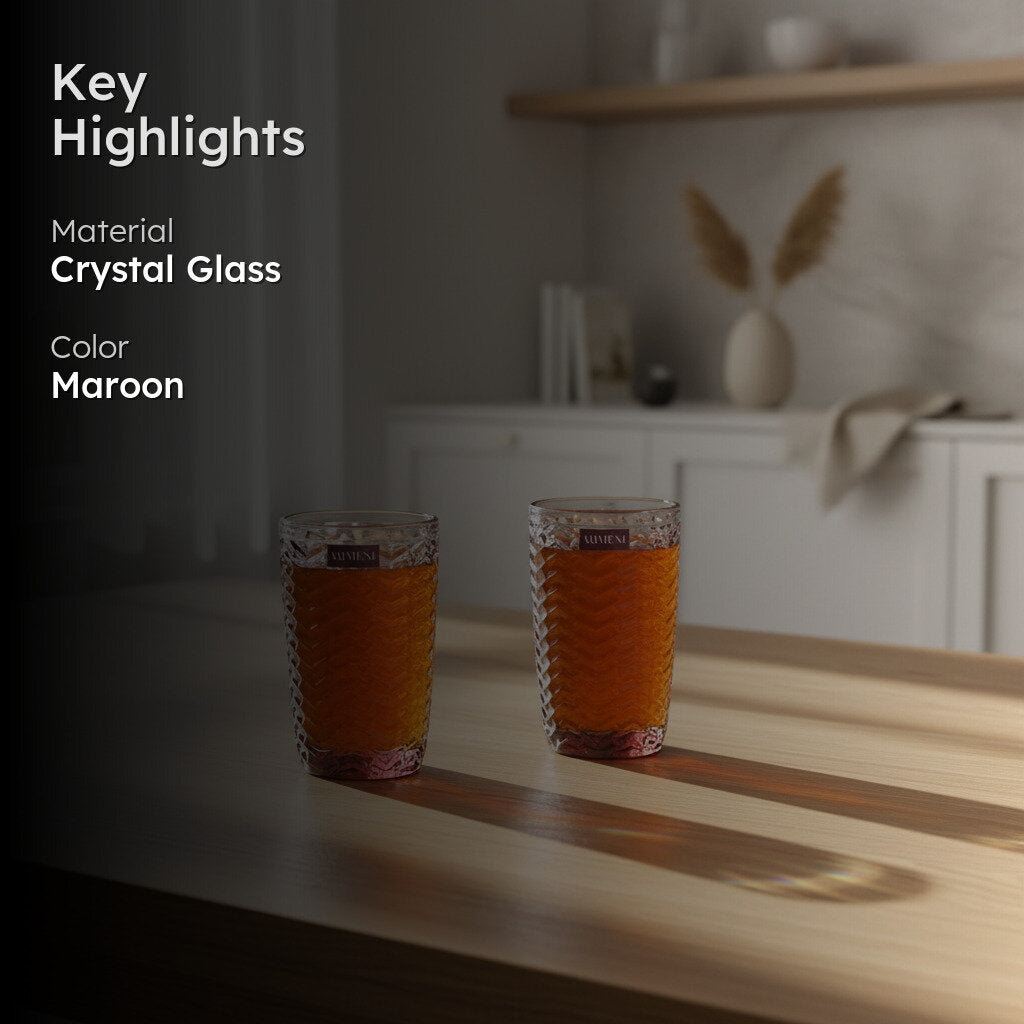 Chevs Tall Glass (Maroon) (390 ml ) - Set Of Four media 2