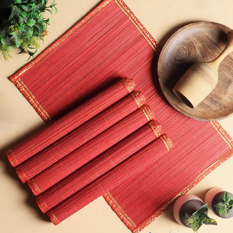 Eco Sip Bamboo Table Mat (Red) - Set Of Six media 1