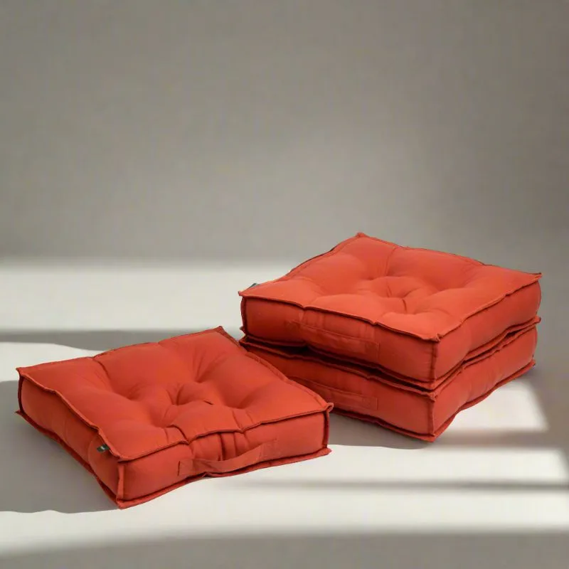 Tara Floor Cushion (Terracotta Brown) - Set Of Three media 1