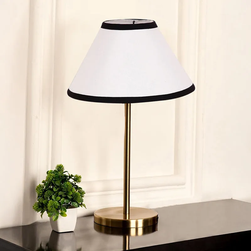 Monochrome Edge Cotton & Metal Table Lamp - White,Gold media 2