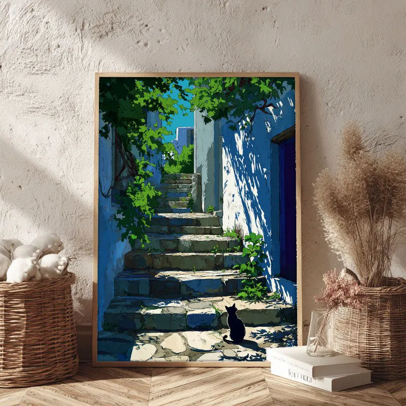 Old Town Canvas Wall Painting - Brown Frame media 3