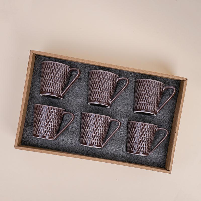 Bruna Porcelain Tea Cup (180 mL Each)/Brown)- Set of Six media 5