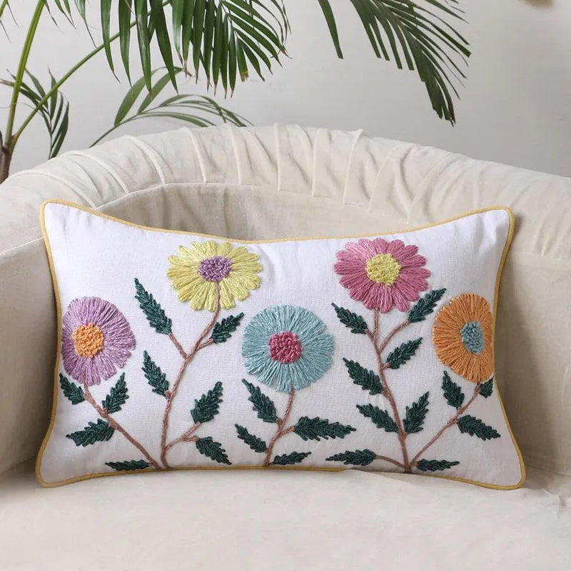 Manjari Embroidered Cotton Cushion Cover media 2