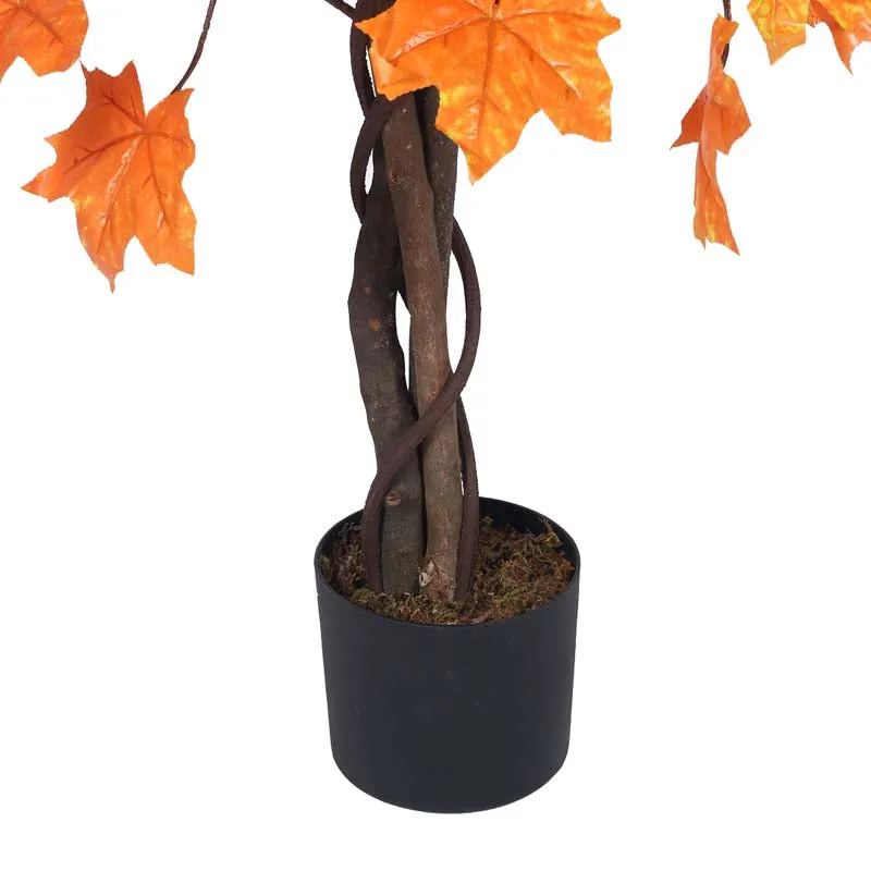 Faux Lush Maple Plant With Black Plastic Pot - 4.1 Feet media 5