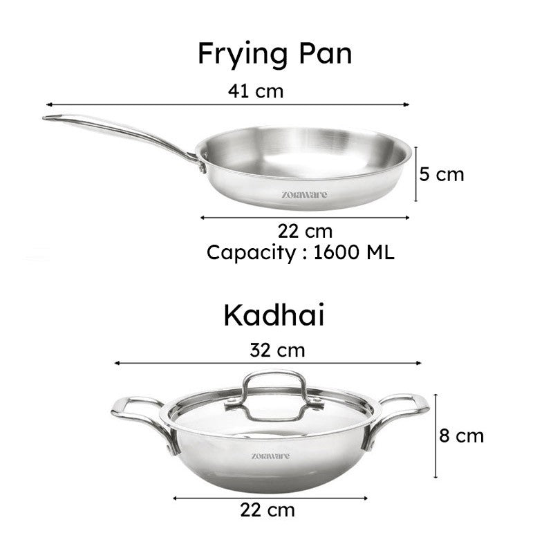 Zoraware Kadhai 1600 ML With Frying Pan & Lid (20 cm) media 8