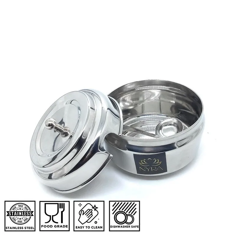 Jivara Stainless Steel Ghee Pot with Spoon - (150 ML) media 4