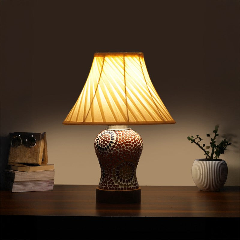 Aranya I Pleated Wooden Table Lamp - Multicolor