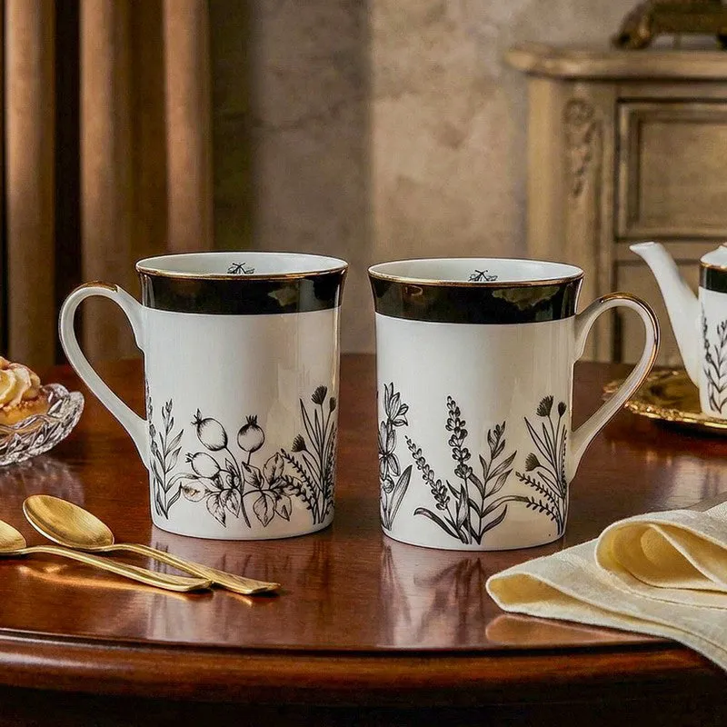 Gilded Bee Classic 24k Gold Brushed Porcelain Coffee Mug (300 mL Each) - Set Of Six media 3