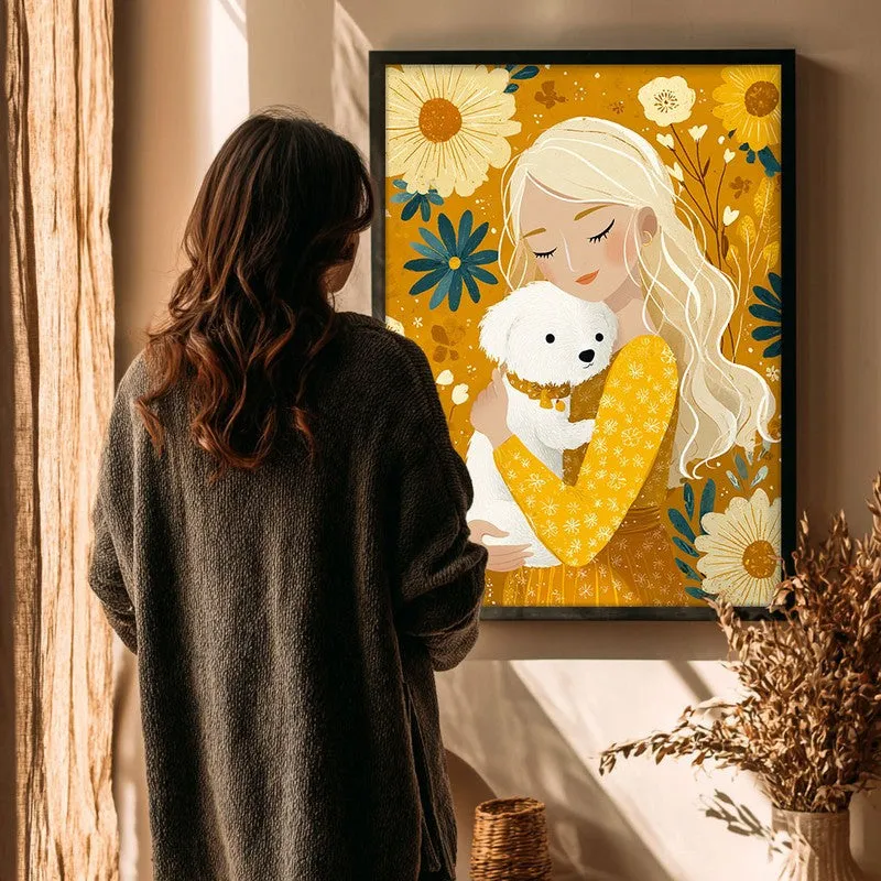 Petal Cuddle Canvas Wall Painting - Black Frame media 4