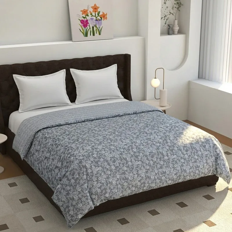 Floral Sprinkle Reversible Cotton Dohar (Grey) - 120 GSM media 1