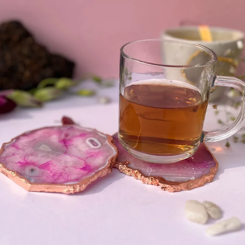 Novalie Handcrafted Brazilian Agate Coaster (Pink) - Set Of Two media 4